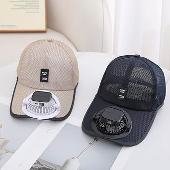 Mesh Baseball Cap Summer UV Protection Sun Hat with Solar Fan or USB Charging for Men Women Outdoor