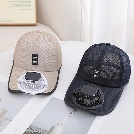 Mesh Baseball Cap Summer UV Protection Sun Hat with Solar Fan or USB Charging for Men Women Outdoor
