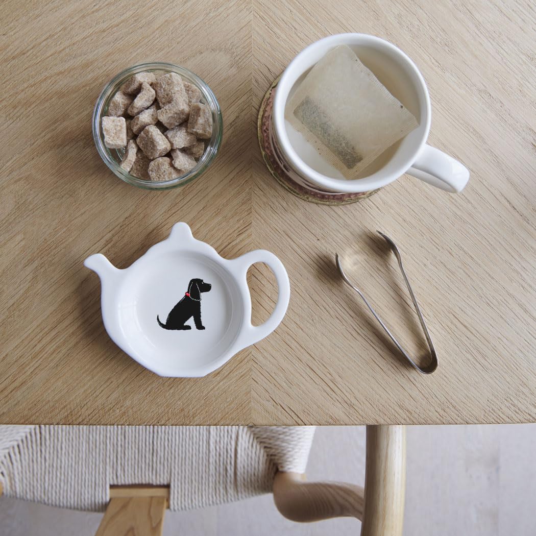 Sweet William Teabag Dish, Teapot Shape, Cocker Spaniel Black