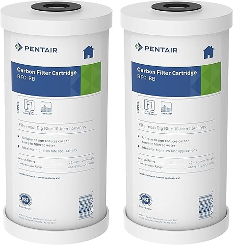 Miniatura 9 de Pentair Pentek RFC-BB - Filtro de agua de carbono azul grande, 10 pulgadas, cartucho de repuesto de carbono de flujo radial resistente para toda la