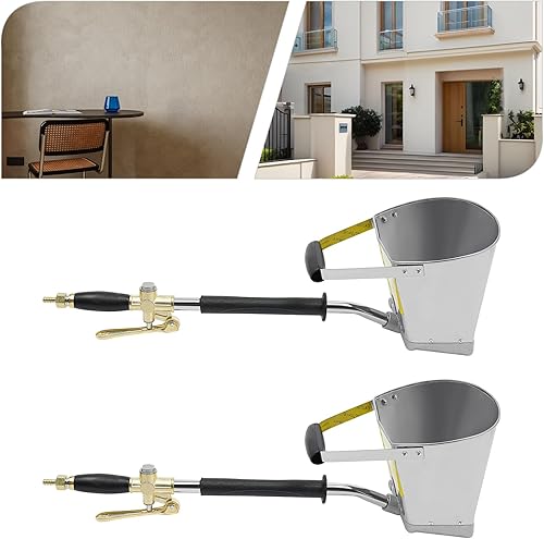 Miniatura 4 de Paquete de 2 pistolas pulverizadoras de cemento, pulverizador de mortero horizontal de 7 bar con tolva de 0.79 galones para enlucido de pared,
