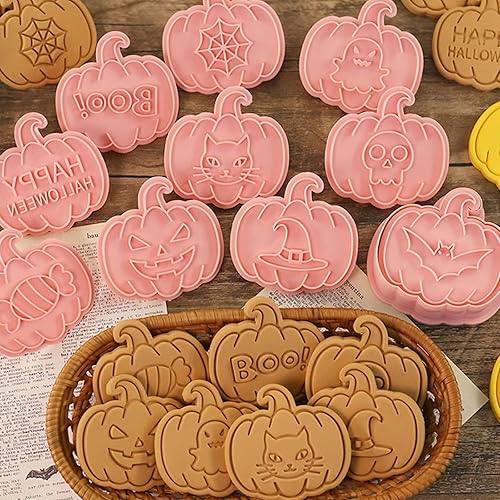 8 cortadores de galletas de Halloween, sellos de galletas con diseño 3D de fantasma, juego de cortador de galletas adecuado para decoración de