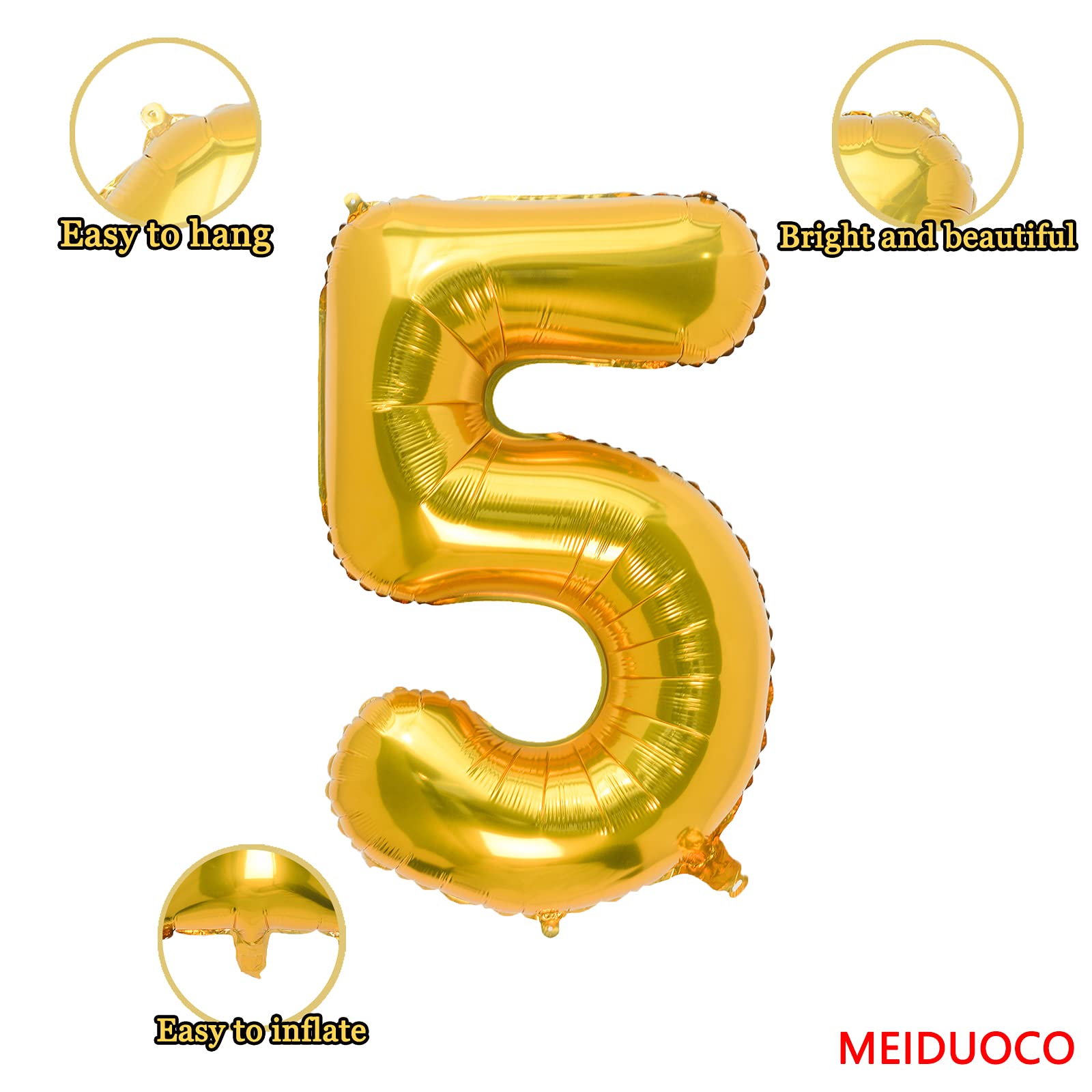 32 Inch Gold Number 5 Balloons Foil Ballon Digital Birthday Party Decoration Supplies (Gold Number 5 Balloon)