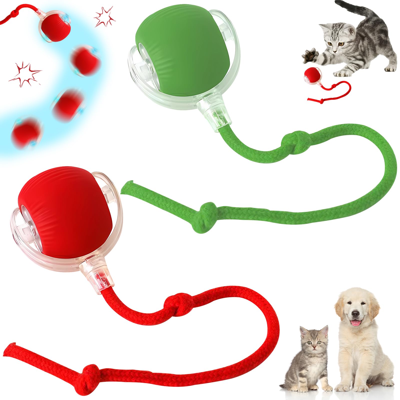 Lets Joy 2 juguetes interactivos para gatos, pelota de gato, pelota de juguete para gatos, juguete interactivo para gatos, juguete para gatos con USB recargable, juguete para gatos