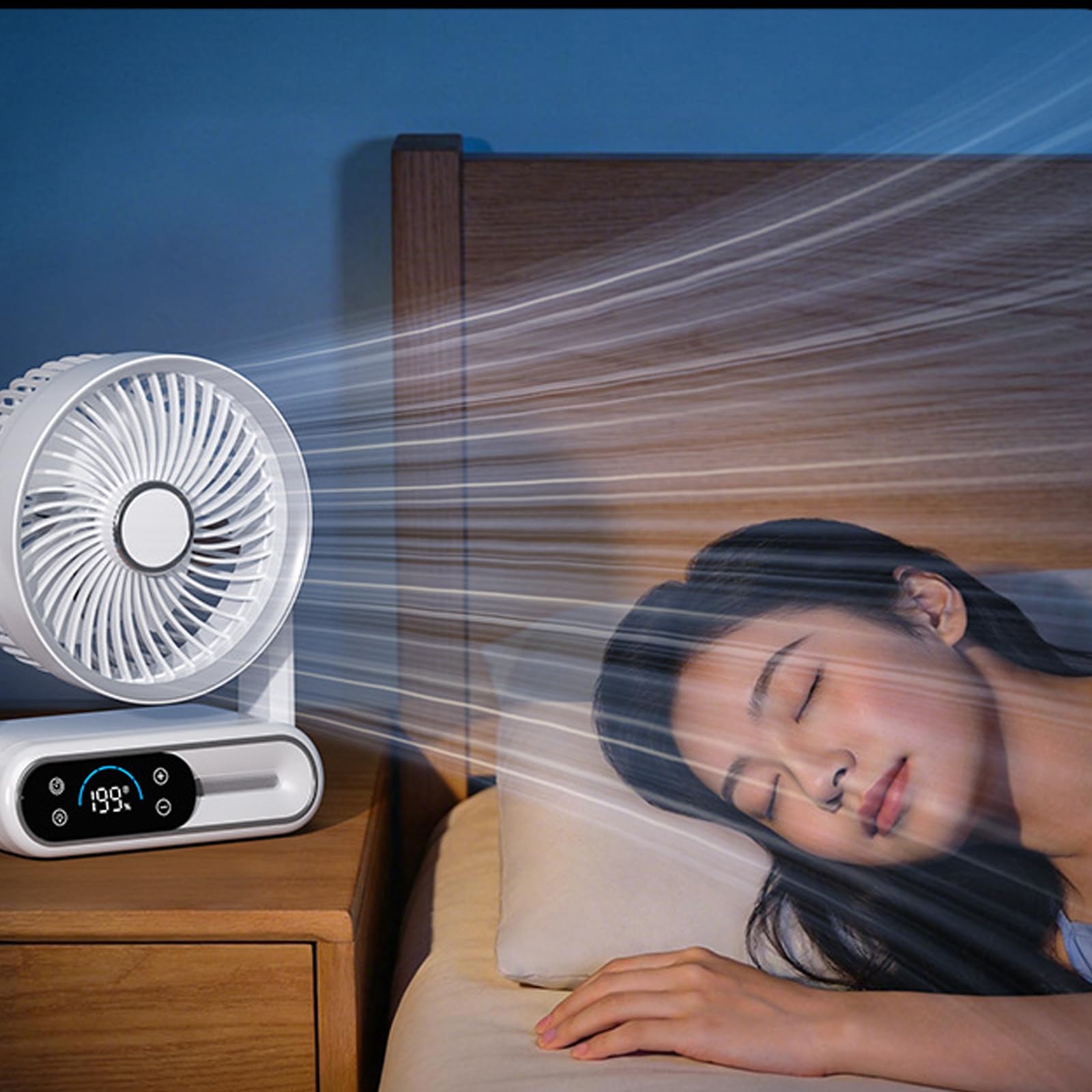Ventilatore da Tavolo con Batteria Ricaricabile, Bianco SENZA CLIP