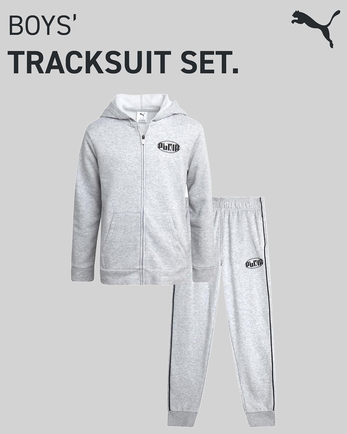 PUMA Boys Tracksuit Set - 2 Piece Fleece Zip Up Hoodie Sweatshirt and Athletic Joggers Sweatpants For Boys Set (Sizes: 8-16) - Image 2