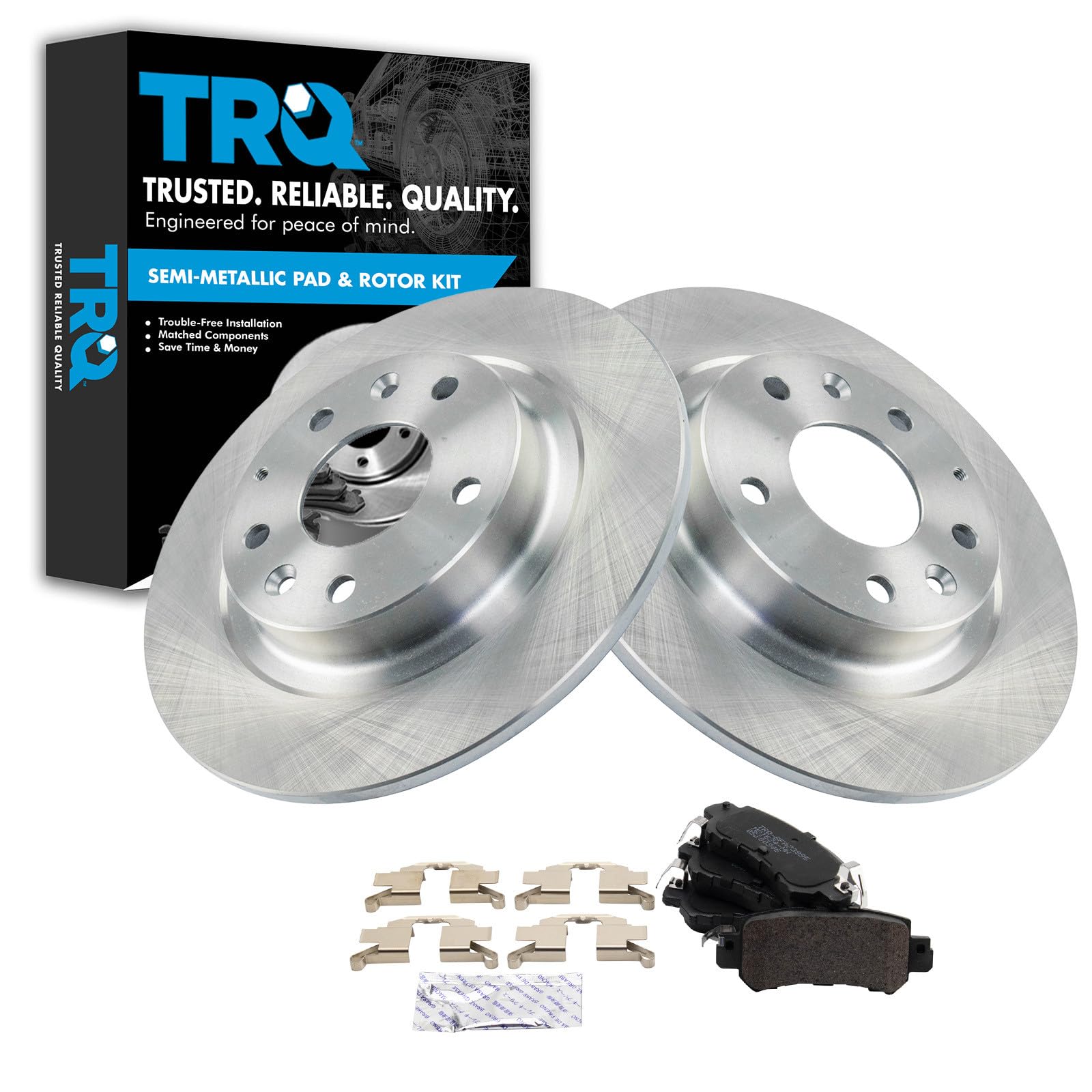 TRQ Rear Semi Metallic Brake Pad and Rotor Set
