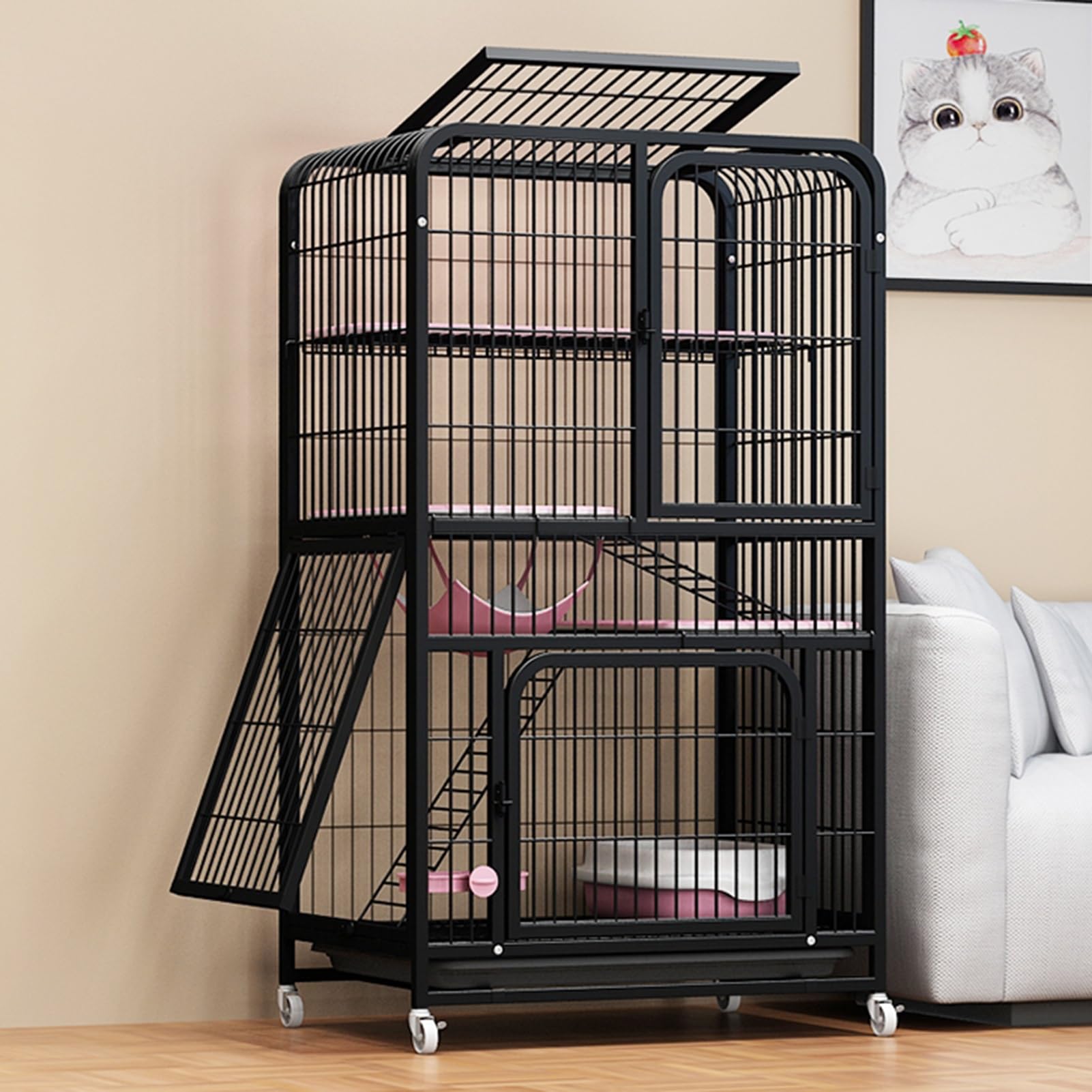 Maison pour chat extérieur Catio à roulettes pour éviter les fugues de lapin