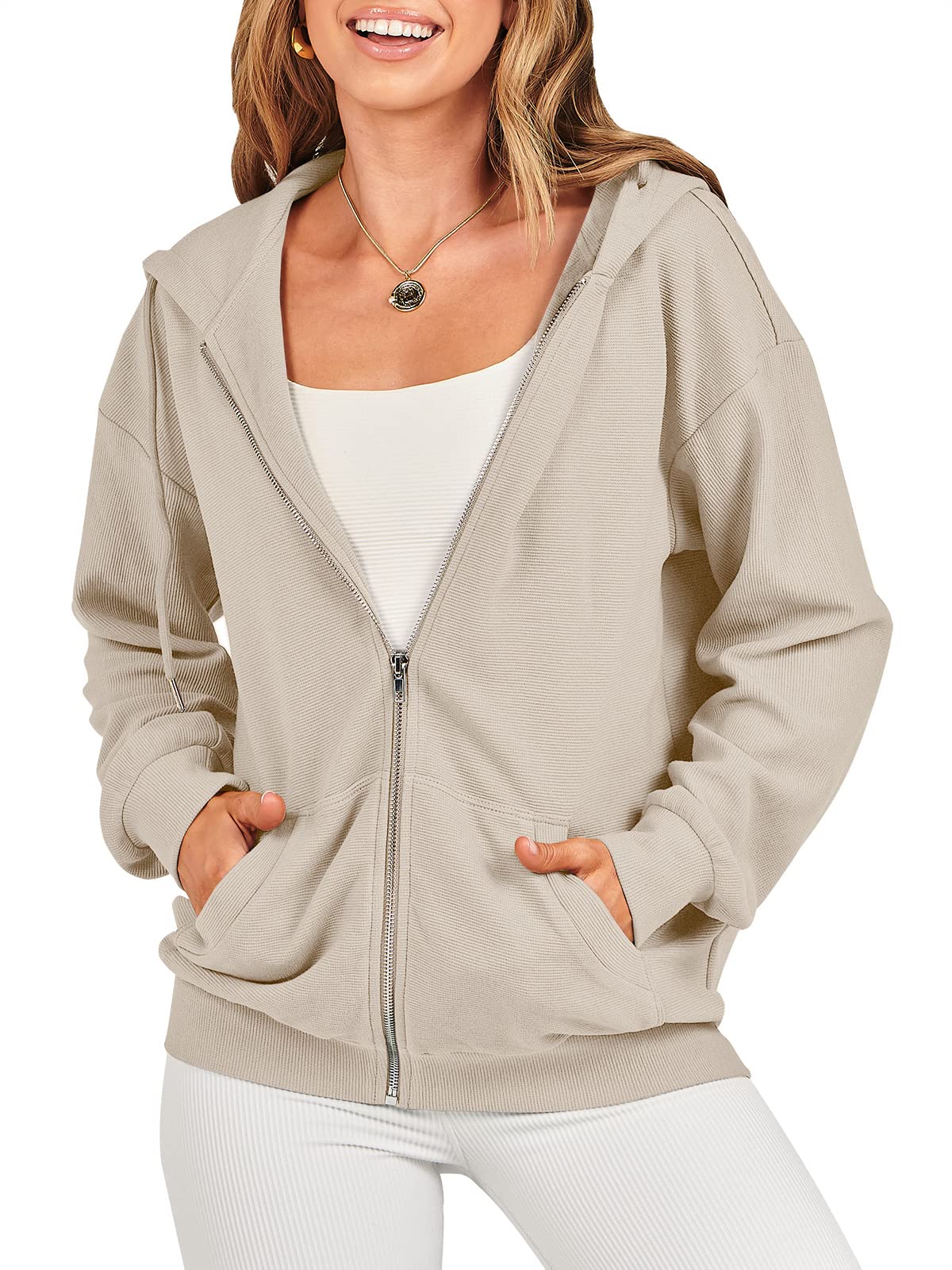 ANRABESS Womens Oversized Zip Up Hoodies Long Sleeve Fall Casual Sweatshirts Jacket Trendy Y2k Hoodie with Pocket