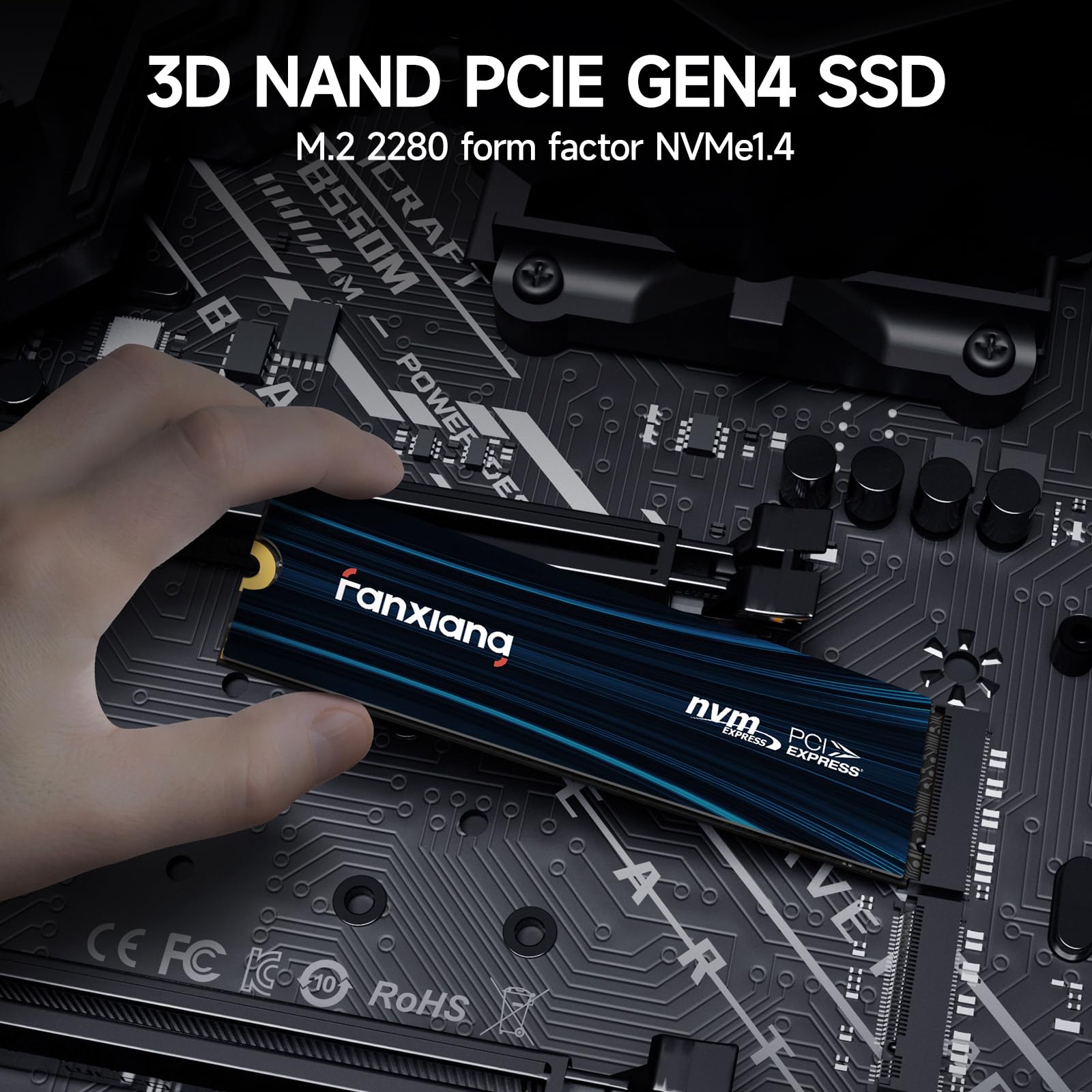 fanxiang 1To SSD NVMe M.2 PCIe Gen4 Jusqu'à 7100Mo/s en Lecture - SSD Interne 1 to Compatible avec PS5, PC, Ordinateur Portable pour Les Gamers et Professionnels - S880E