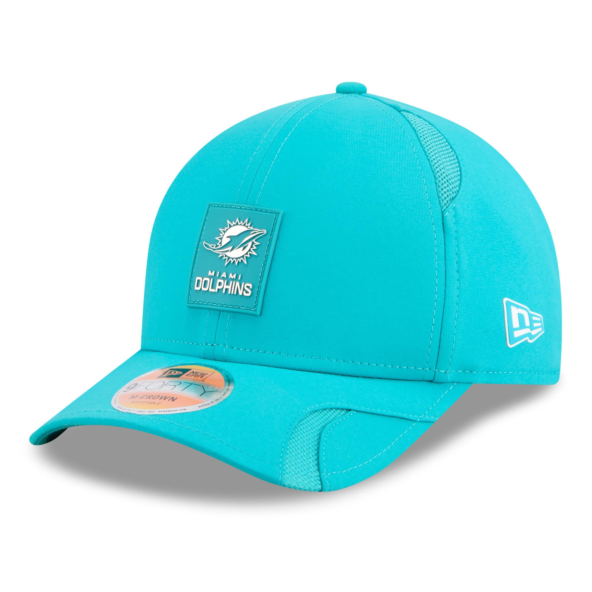 Miami Dolphins NFL Sideline 2025 New Era 9Forty M-Crown Aqua Blue Team Cap