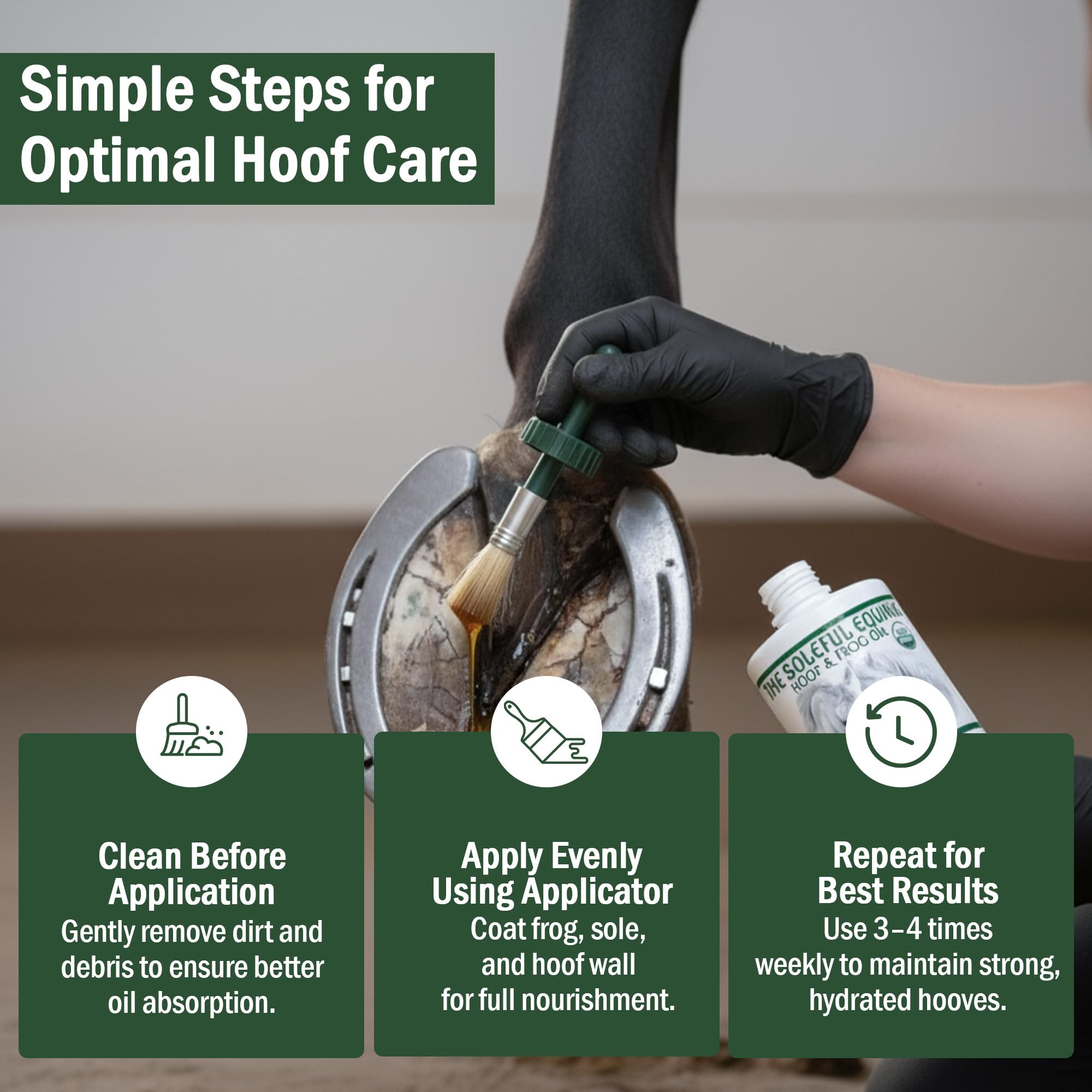 The Soleful Equine Hoof Oil, Horse Hoof White Line, Thrush, Abscesses, Overall Hoof Strength, Growth, Hoof Conditioning Rehydration. Certified Organic - Professionally Designed and Developed - image 3