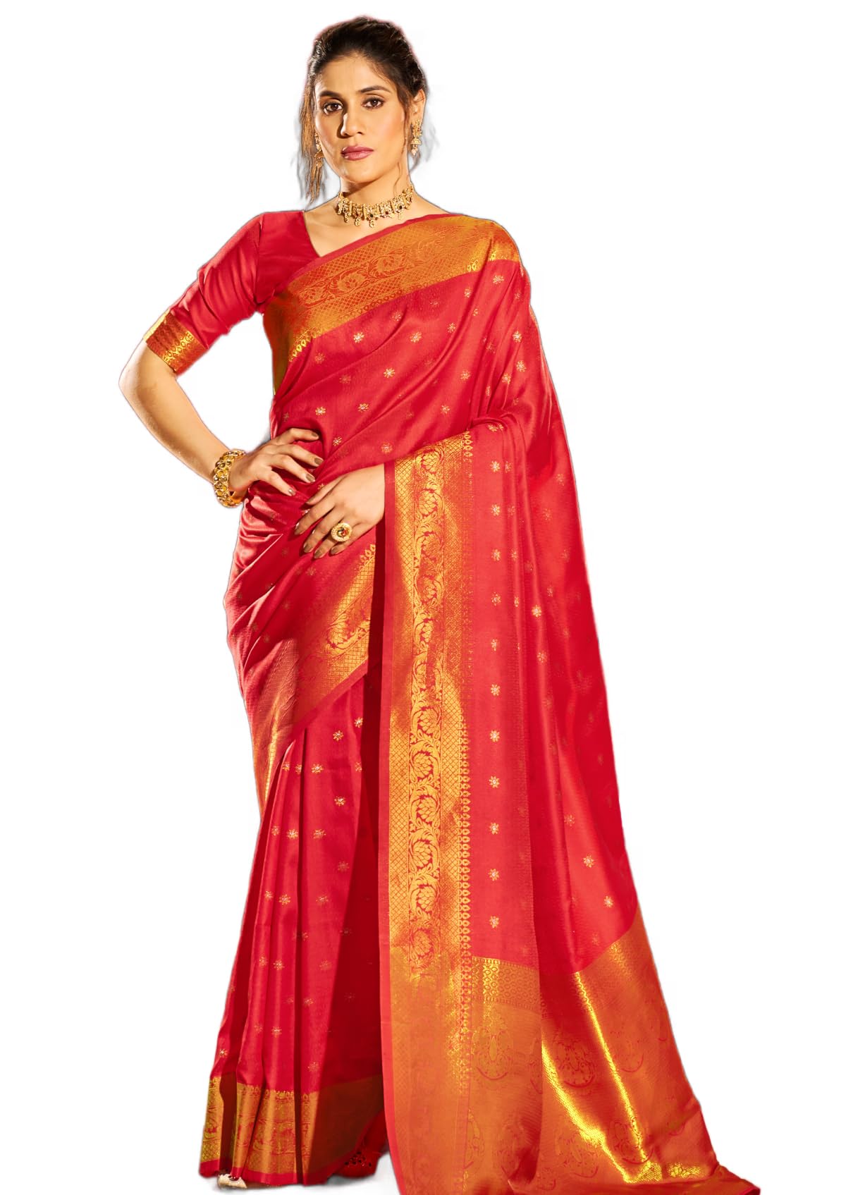 SWORNOFWomens Kanjivaram Banarasi Silk Saree Patola saree with Unstitched blouse piece free