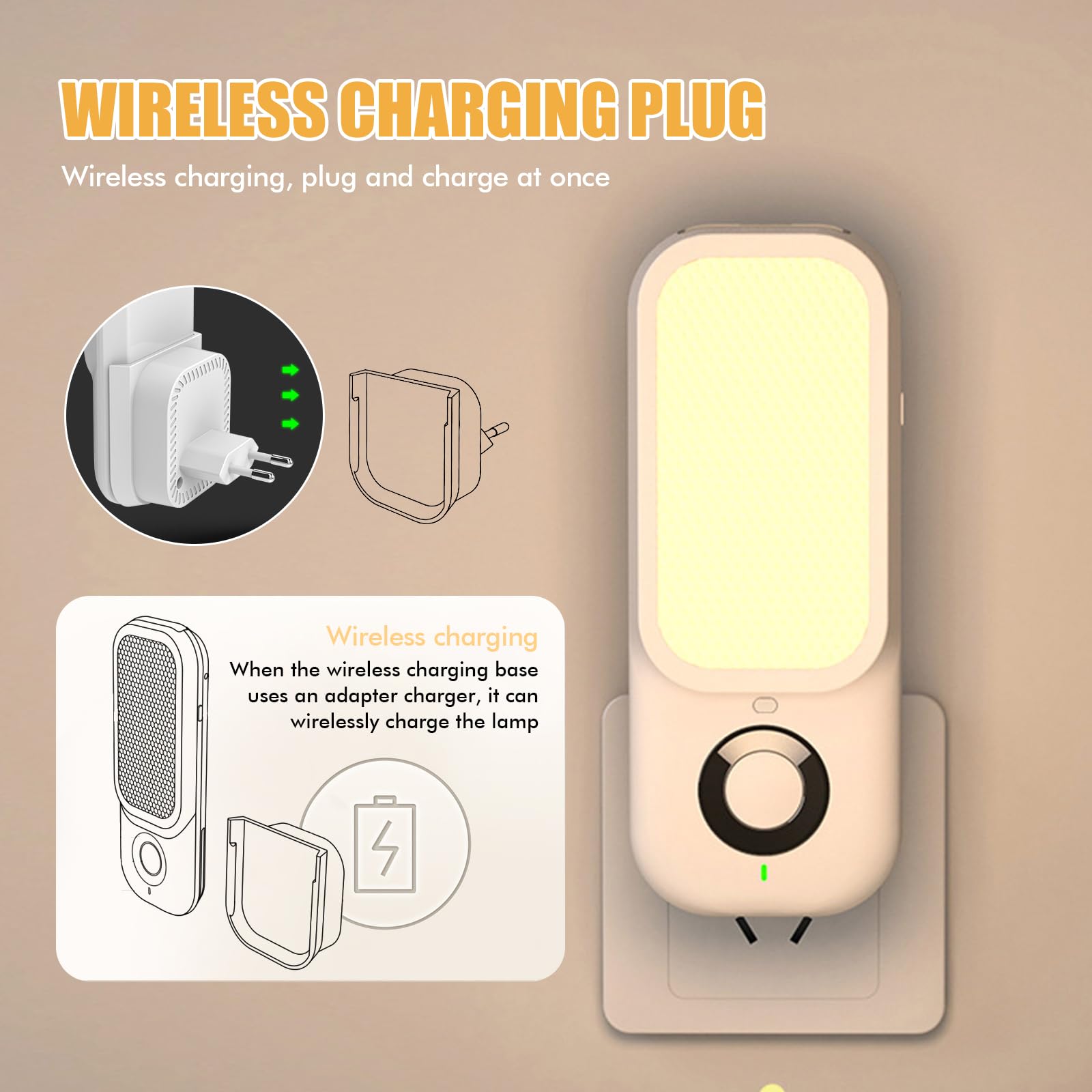 PORFOYO 2 pezzi luce notturna, presa notturna, presa di corrente, 4 in 1, torcia a induzione, luci notturne con sensore di movimento, luci a LED, luce di emergenza per interni ed esterni