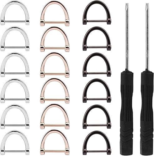 Fawcotu 18 anillos en D con forma de herradura con 2 destornilladores desmontables anillos en D atornillables con grillete de herradura