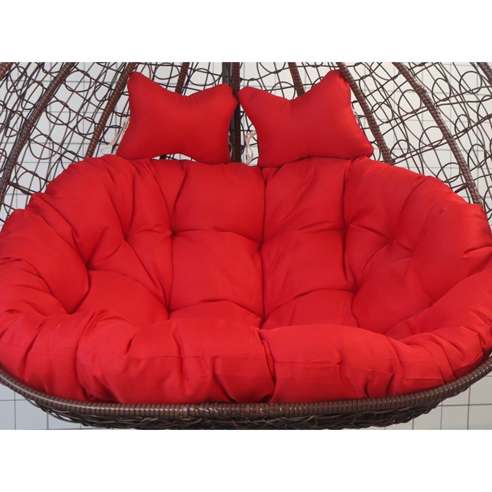 NMVAWIPT Egg Swing Cushion For Double Chairs, 59x43.3 Inch With High-Density Filling, Water-Repellent Cover(Red)