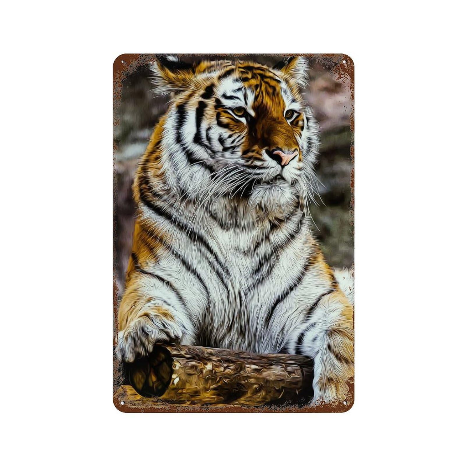 Tiger Vintage Rust Metal Sign 11.8"x7.9", for Garage, Bar And Workshop Decor, Decorative Metal Wall Art