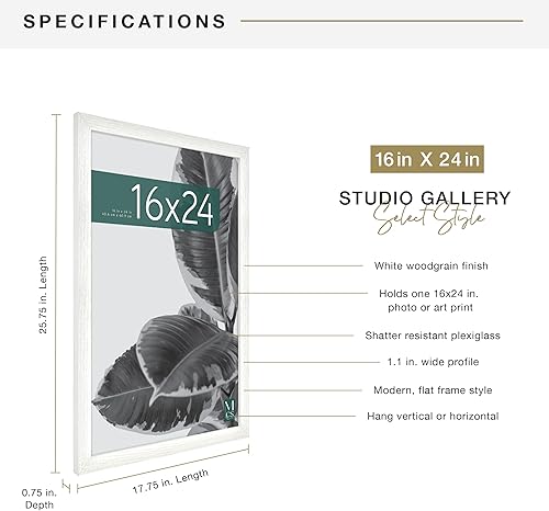 Vista 549 de MCS Studio Gallery Marco para póster de 16 x 24 pulgadas, imitación de veta de madera de color negro, colgar en horizontal o vertical, grande