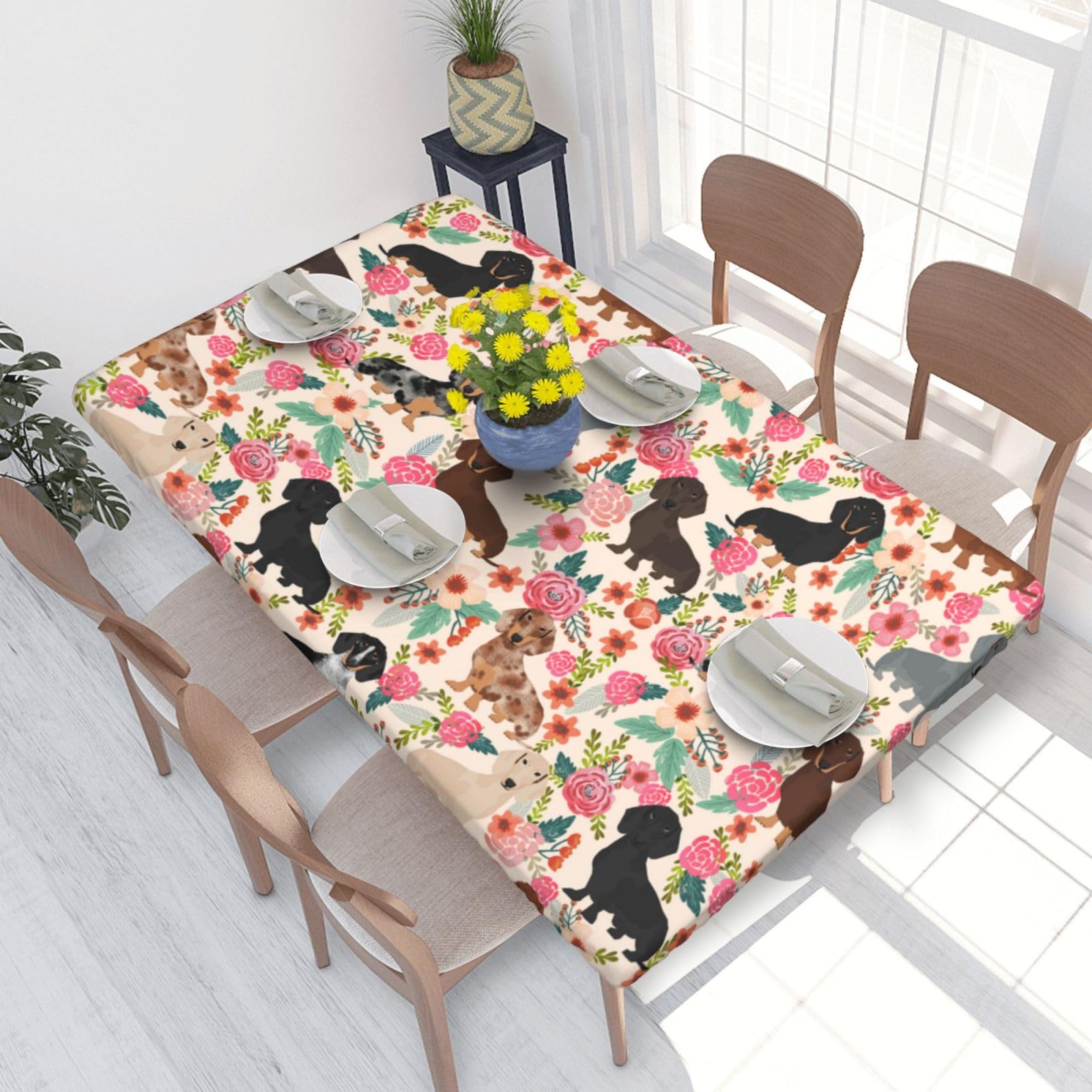 BNVSADC dachshund Printed 4FT Tablecloth 122x76 CM Polyester Kitchen Water Resistant Table Cloth Dining Table Decoration Table Covers