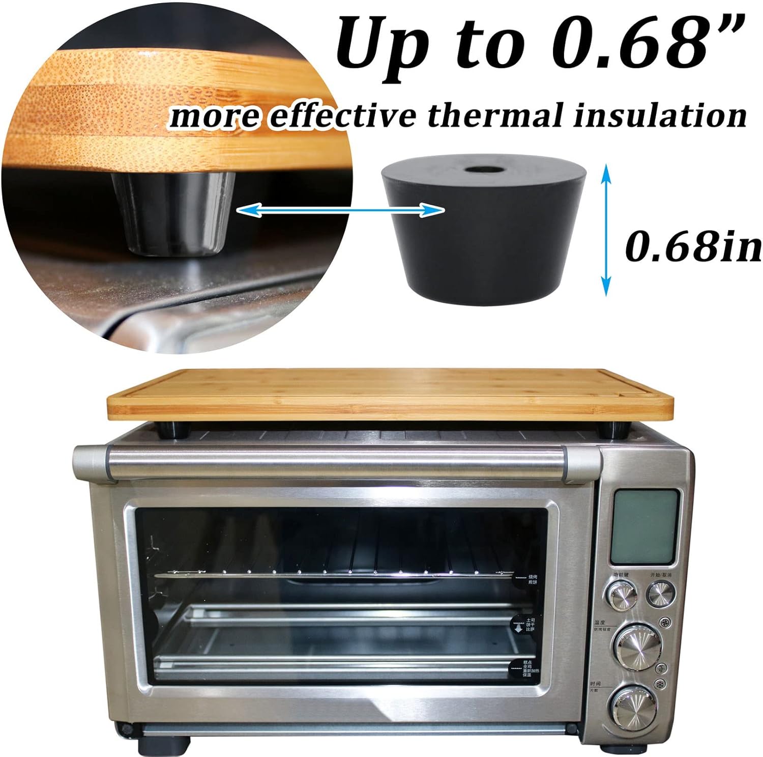 Cutting Board for Breville Smart Oven Bamboo Stove Top Cover Heat Resistant Butcher Block for BOV800XL BOV845BSS BOV860BSS 17.6x10.9x1.38 Inch