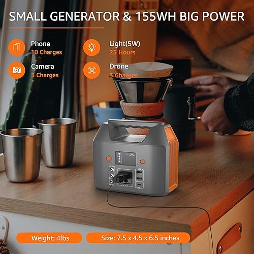Miniatura 9 de EnginStar Estación de energía portátil 150 W 155 Wh generador solar 110 V 42000 mAh Banco de energía portátil con salida de CA, 6 salidas batería