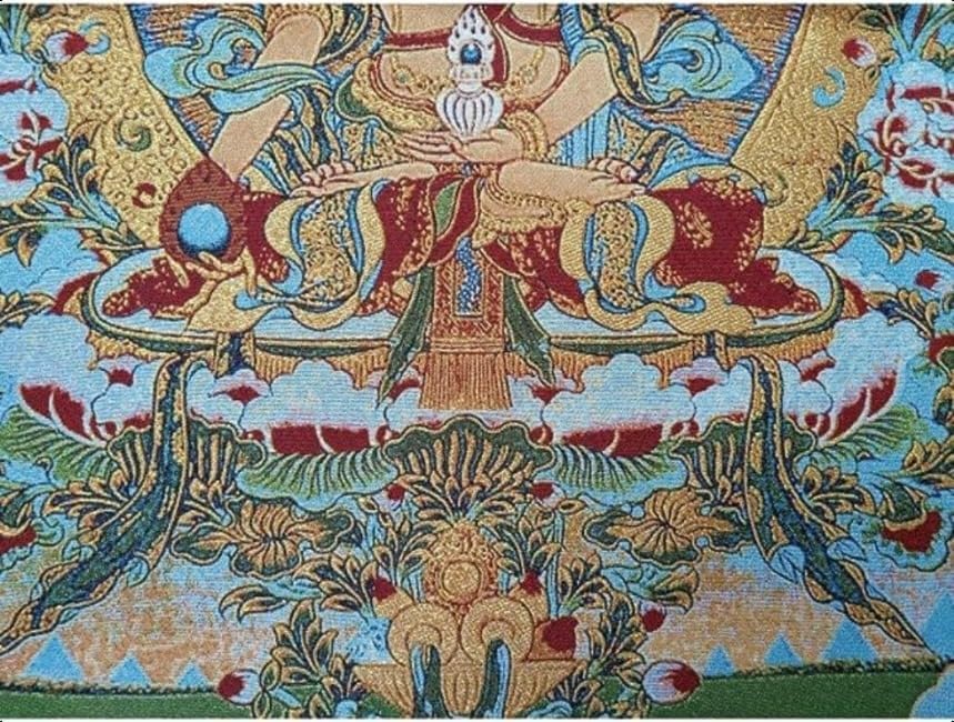 Miniatura 3 de Bordado de seda tibetano Thangka budismo Maitreya Bodhisattva Longevidad Buddha Tangka Yoga Budista Tapiz colgante de pared Arte de pared Decoración