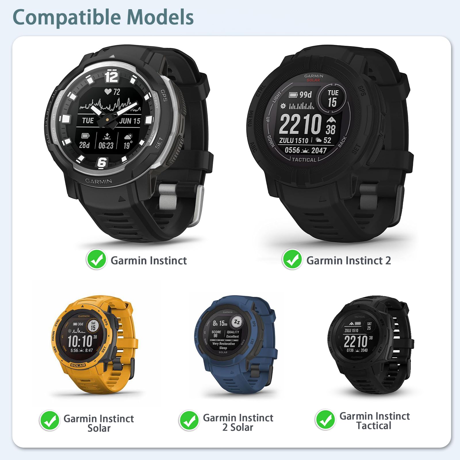 CHULN 22mm Silicone Cinturino per Garmin Instinct/Instinct 2/Solar/2 Solar/ Tactical/2 Solar Tactical, Regolabile Sportiva Cinturino di Ricambio per Smartwatch.(No host CHULN 22mm Silicone Cinturino per Garmin Instinct/Instinct 2/Solar/2 Solar/ Tactical/2 Solar Tactical, Regolabile Sportiva Cinturino di Ricambio per Smartwatch.(No host