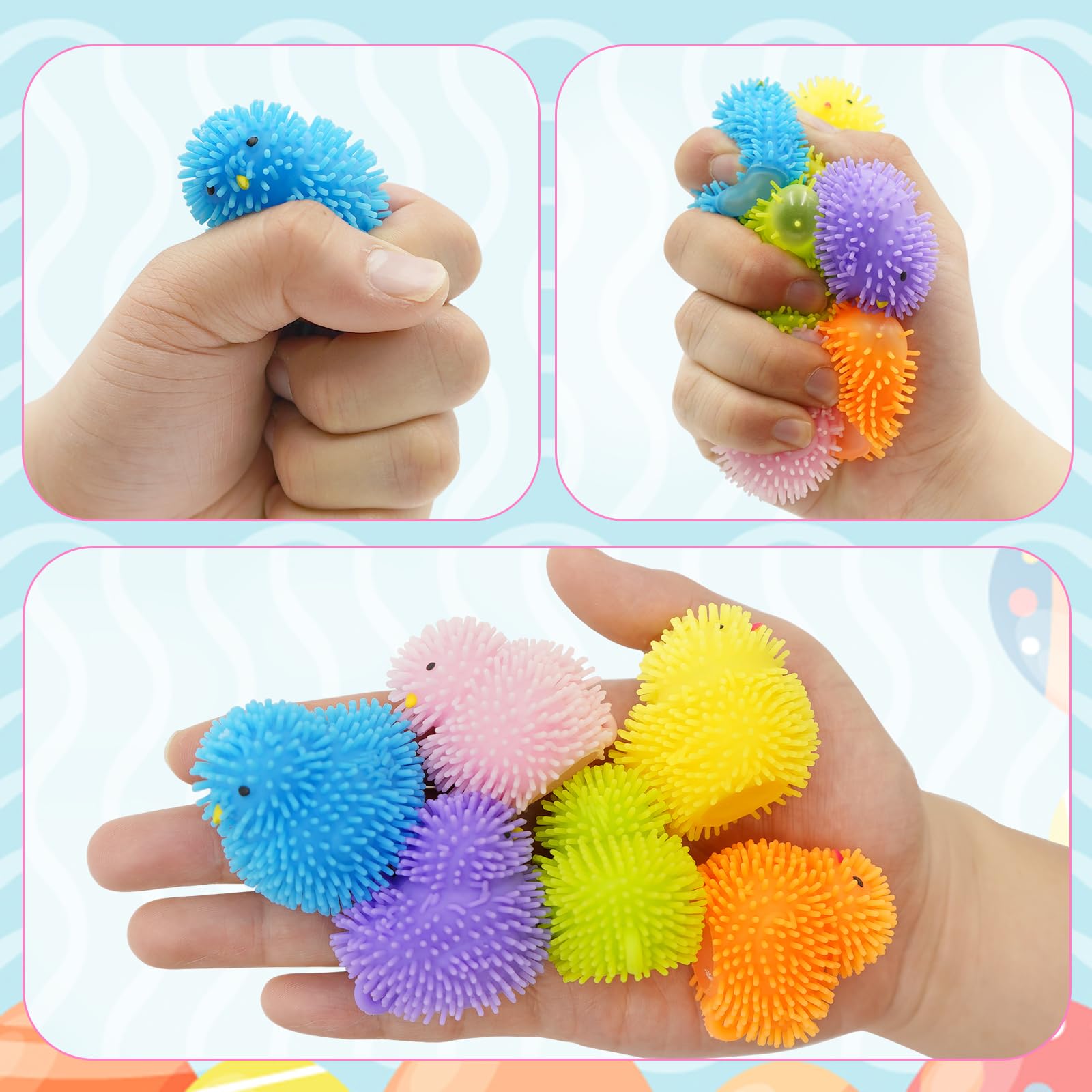 Govetom 12 PCS Easter Eggs Filled Chick LED Puffer Balls,Light Up Toys Stuffers Stress Relief LED Ball for Kids Easter Egg Hunt Filling Treats Easter Basket Stuffers Easter Party Favor