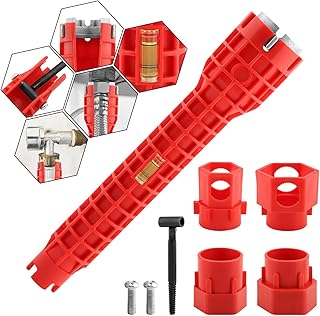 ELEGICKLIP 14-in-1 Multi-functional Wrench Faucet Sink Installer Tool for Toilets and Kitchens - Red Plumbers Wrench