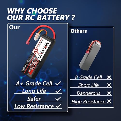 Miniatura 3 de 11.1V 5200mAh Lipo Batería 3S con Deans T Plug Lipo Batería 60C para RC Modelo de Coche RC Racing Car Heli Avión Quadcopter Helicóptero Caso Suave