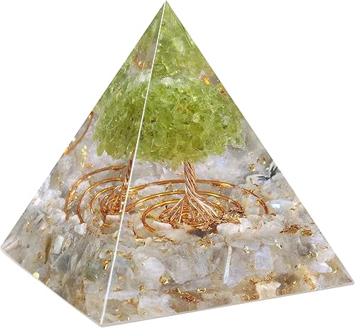 Rockcloud Árbol de la Vida Pirámide Orgónica Generador de Energía Reiki Piedra de Cristal de Piedra en Casa Oficina Hecho a Mano Decoración para