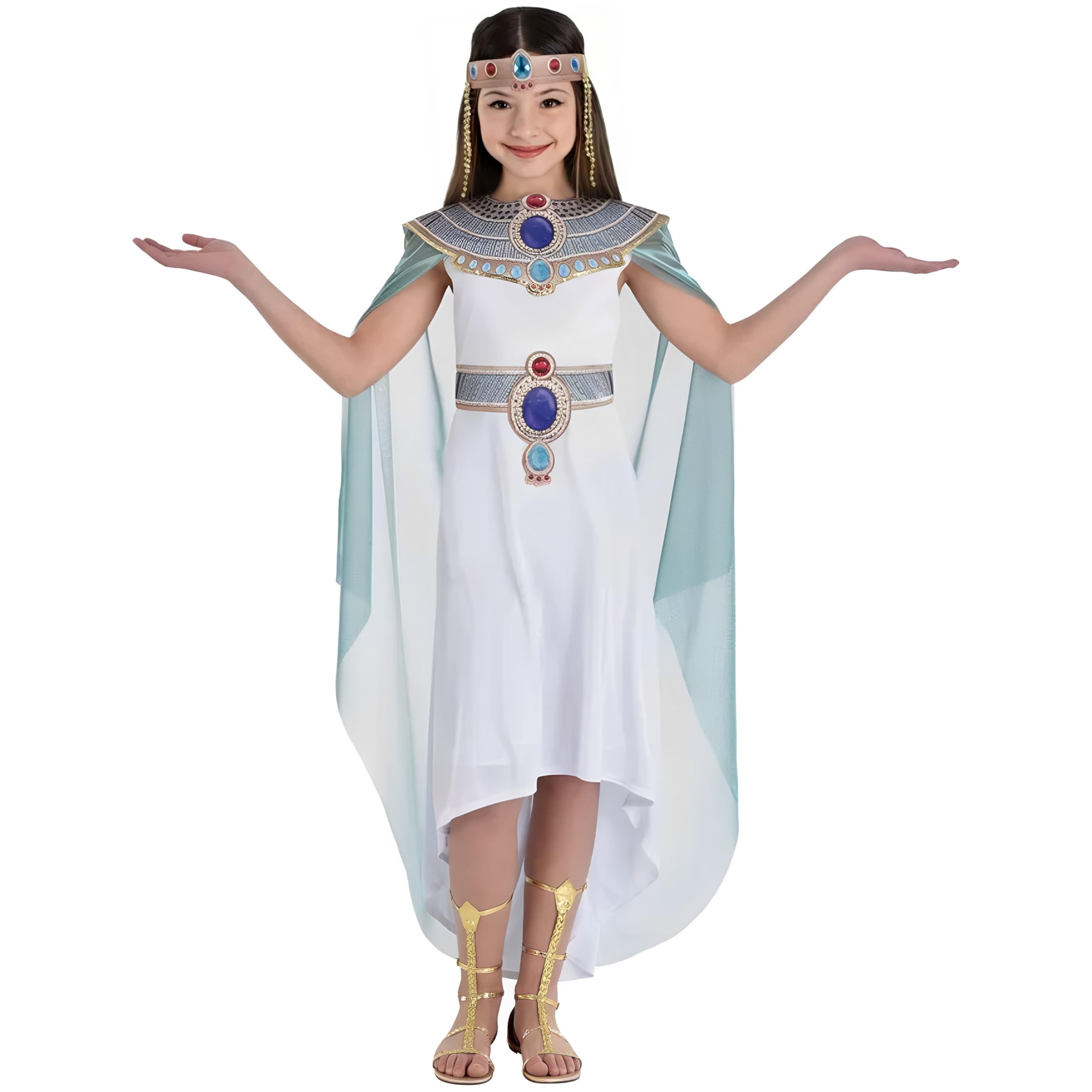 Amazon.com: White Cleopatra Polyester Dress - Large (12-14), 1 Count -  Stunning, Luxurious & Elegant