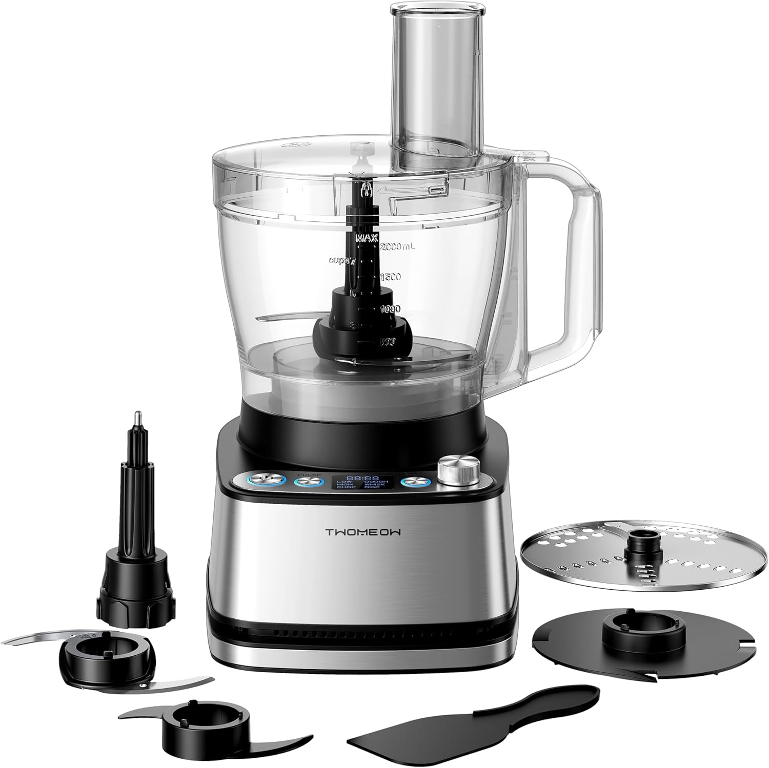 Food Processor, 4 Programs & Pulse,1000W Max Power,12 Cups Total Volume for Slicing, Mincing, Dicing, Shredding, Puree, Dough and Vegetable Chopper Clean Bowl Scraper, Stainless Steel Food Processor, 4 Programs & Pulse,1000W Max Power,12 Cups Total Volume for Slicing, Mincing, Dicing, Shredding, Puree, Dough and Vegetable Chopper Clean Bowl Scraper, Stainless Steel