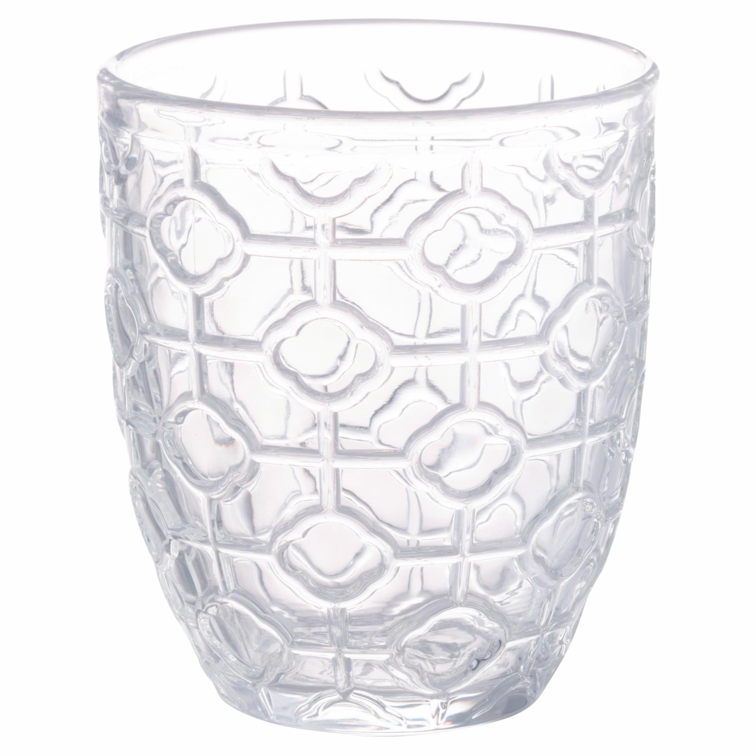 Set 6 bicchieri acqua 320 ml, in vetro trasparente decorato a rilievo, Geometrie Light