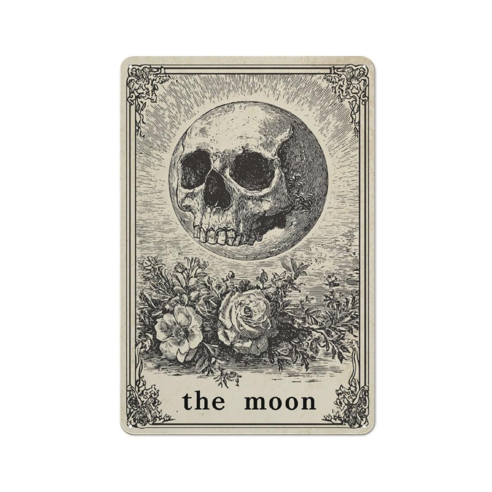 Junmoney Moon's Gaze Printed Metal Sign 30X20cm For Kitchen Or Home Bar, Housewarming Present For People Styling Kitchen And Home Bar