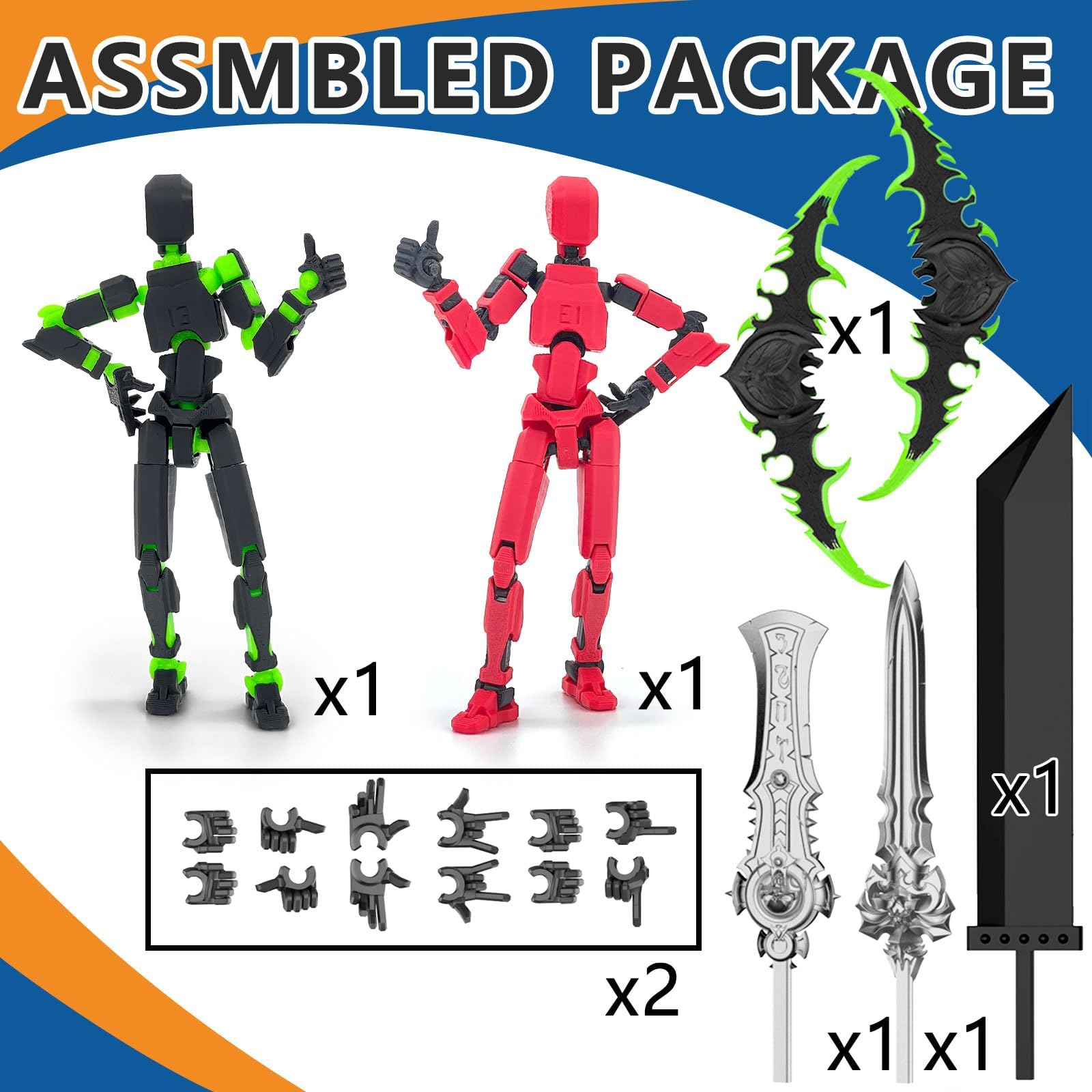 MerryXD T13 3D Action Figure,Assembly Completed Dummy Nova Titan Lucky 13 Action Figure 3D Printed Multi-Jointed Movable Toy Grow in The Dark Yellow