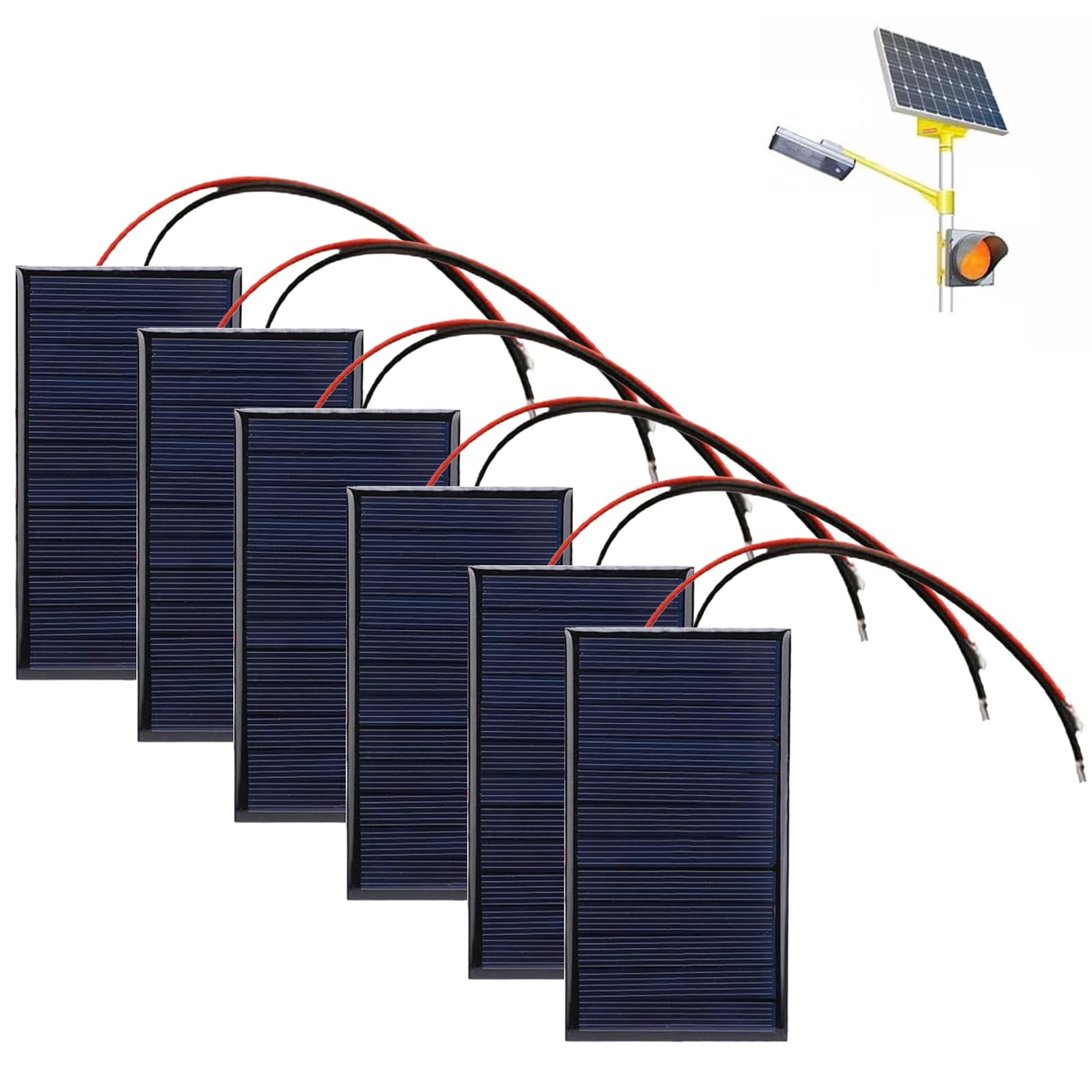 Fadbuds6 Pieces 62 x 36 mm Micro Mini Solar Panel Cells, 3V 0.27W 90mA Polycrystalline Silicon Solar Panel for Solar Energy Home DIY Science Projects Toys