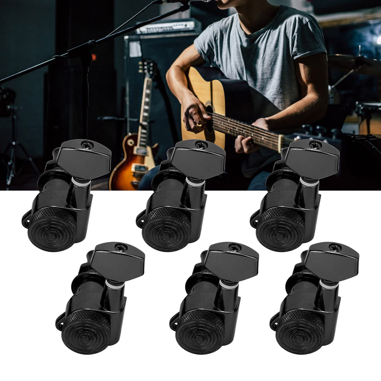 Klucze Blokowane do Gitary, Kołki do Kluczy Gitarowych | Klucz Blokowany do Gitary | Klucze do Gitary Elektrycznej do Gitary Akustycznej i Elektrycznej (6 left)
