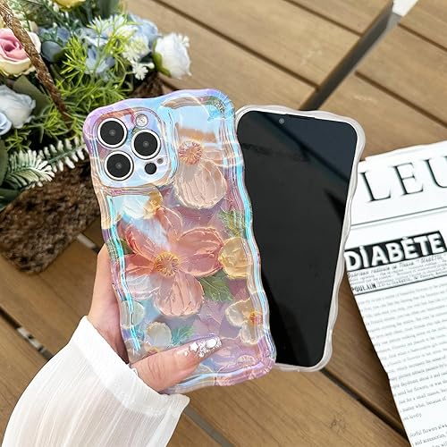 Miniatura 7 de Funda diseñada para iPhone 11 Pro Max para mujer, bonita forma de marco de onda rizada, pintura al óleo retro colorida con patrón de haz láser de