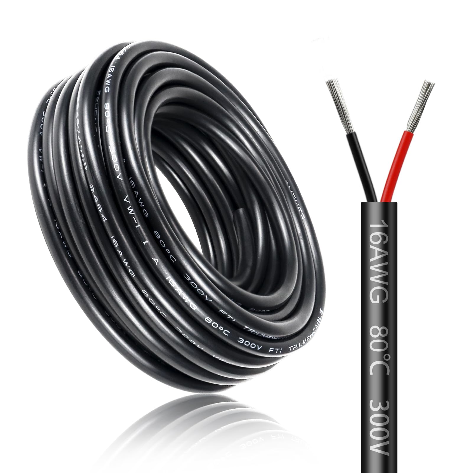 Câble Électrique 10 Mètres 16 AWG 2x1,5mm², Câble à 2 Conducteurs 5 V/12 V/24 V/220 V, Cuivre Étamé, Flexible et Souple, Faible Impédance, Haute Résistance à la Température, Câble d’Extension