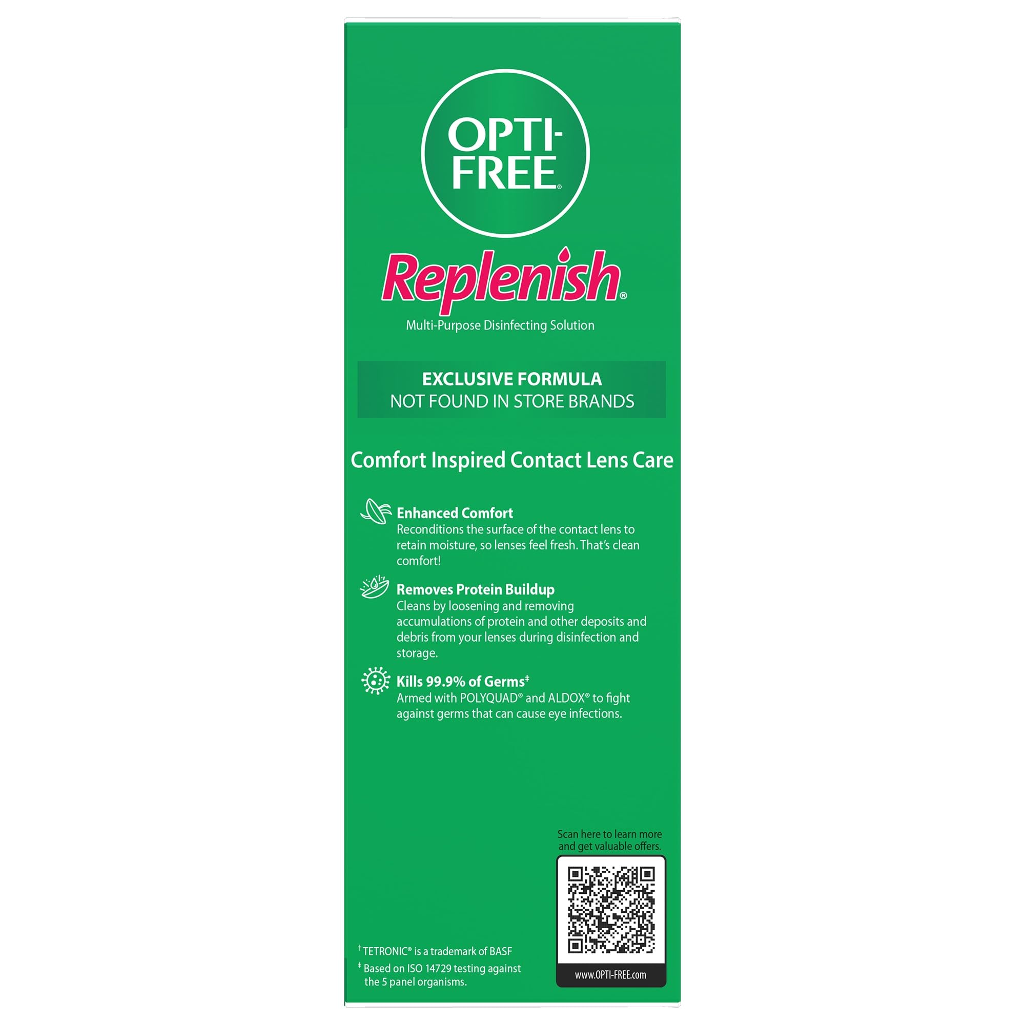 Opti-Free Replenish - Soluzione disinfettante multiuso con custodia per lenti, confezione doppia, 283,5 g ciascuno.