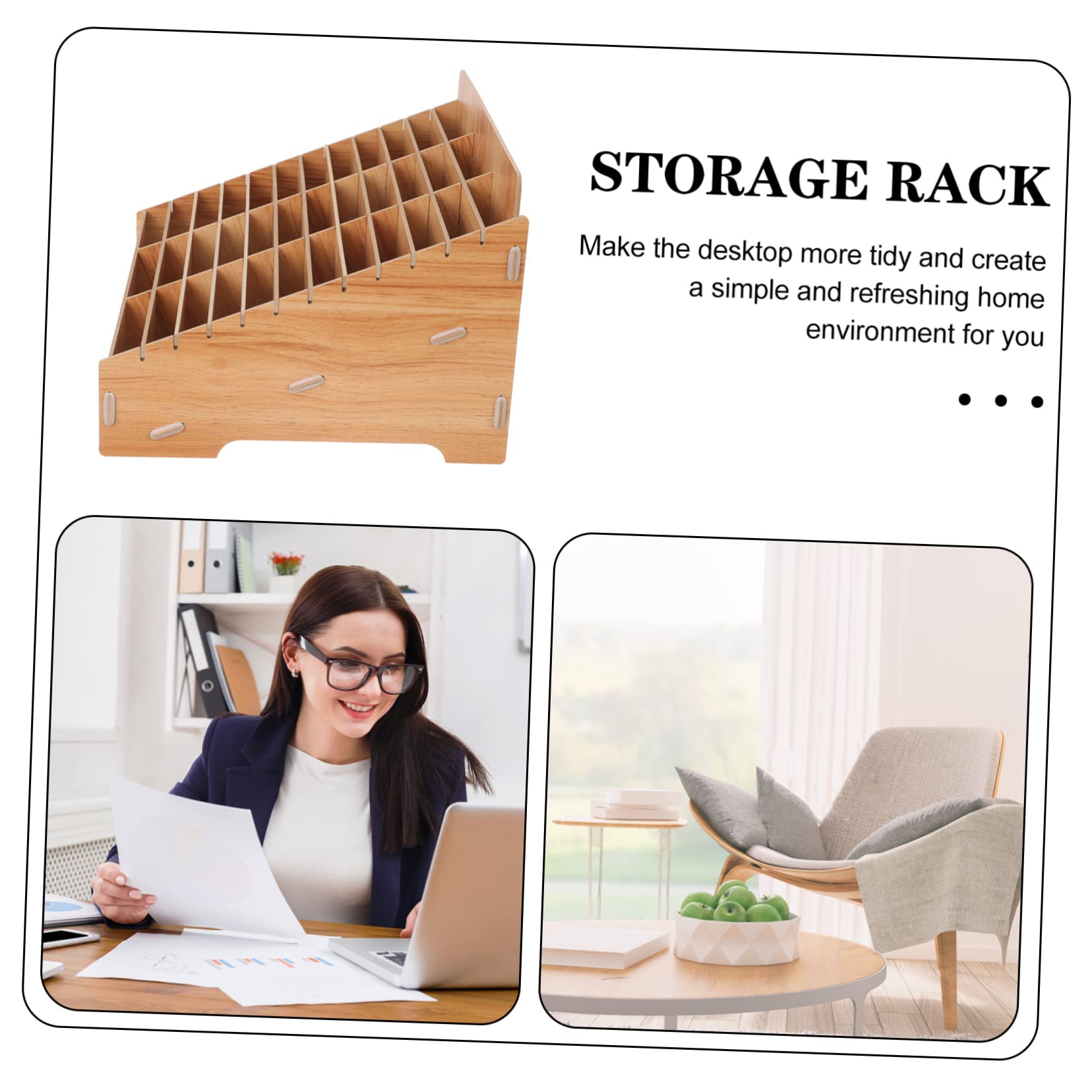 Cabilock Caja de Almacenamiento de Madera Diseño Simple y Funcional para Teléfonos Móviles Compartimentos Múltiples Organizador de Escritorio para Oficina y Escuela