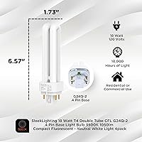 Vista 2 de SLEEKLIGHTING Bombilla base CFL de doble tubo T4 de 18 vatios de 4 pines G24Q-2, 3500 K, 1050 lm, sustituye a PLC-18W 827, fluorescente compacta