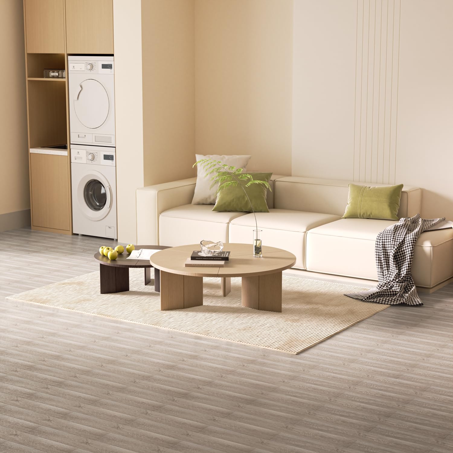 Eulenke Pavimento in PVC Autoadesivo Vinile, Effetto Legno, 10 m², 70 Piastrelle, Rovere Bianco