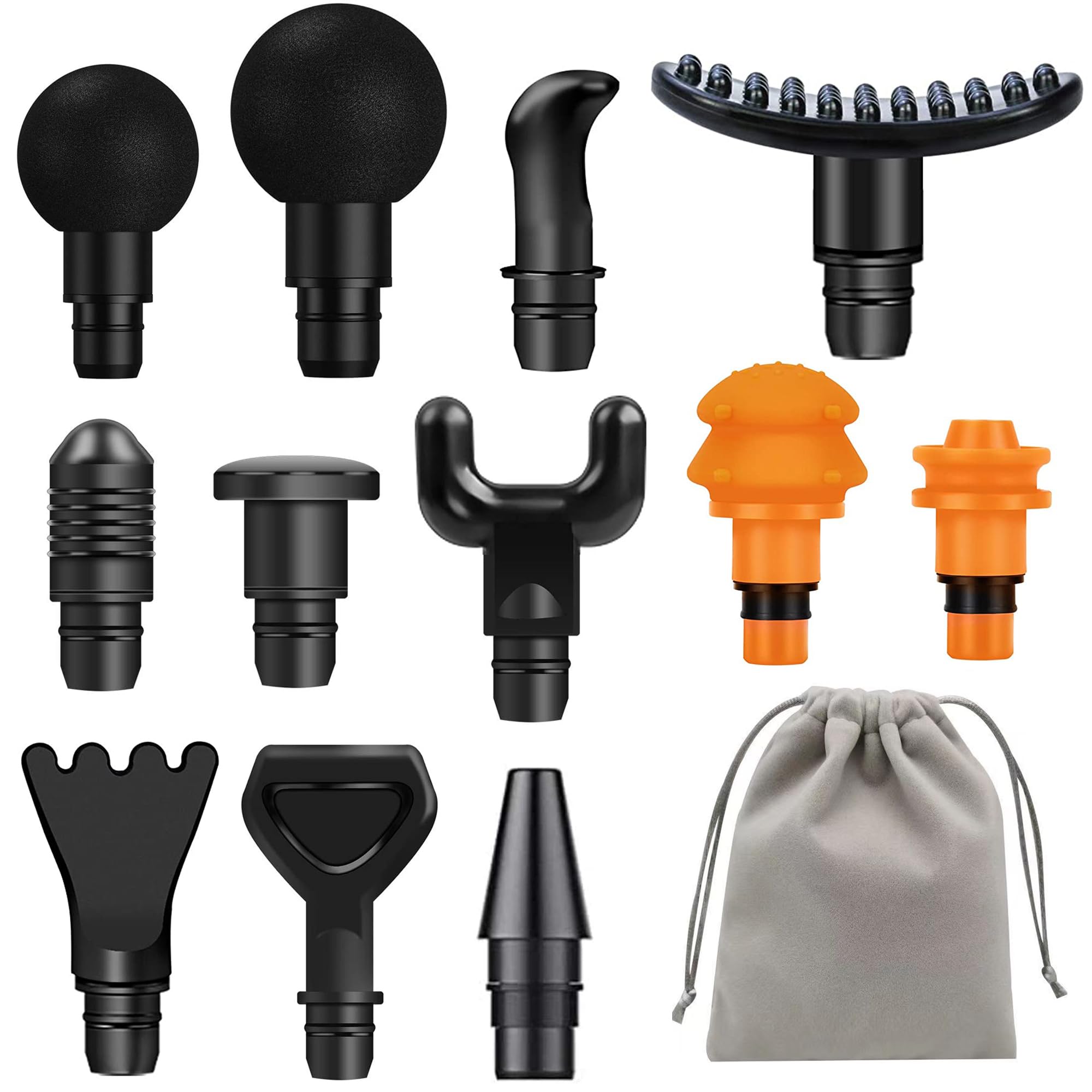 Massage Gun Attachments for Hypervolt Go, 12PCS Replaceable Massager Heads to Meet Different Needs for Deep Tissue Percussion Relief, Upgraded Massage Head Plug-n-Play Accessories Easy to Use