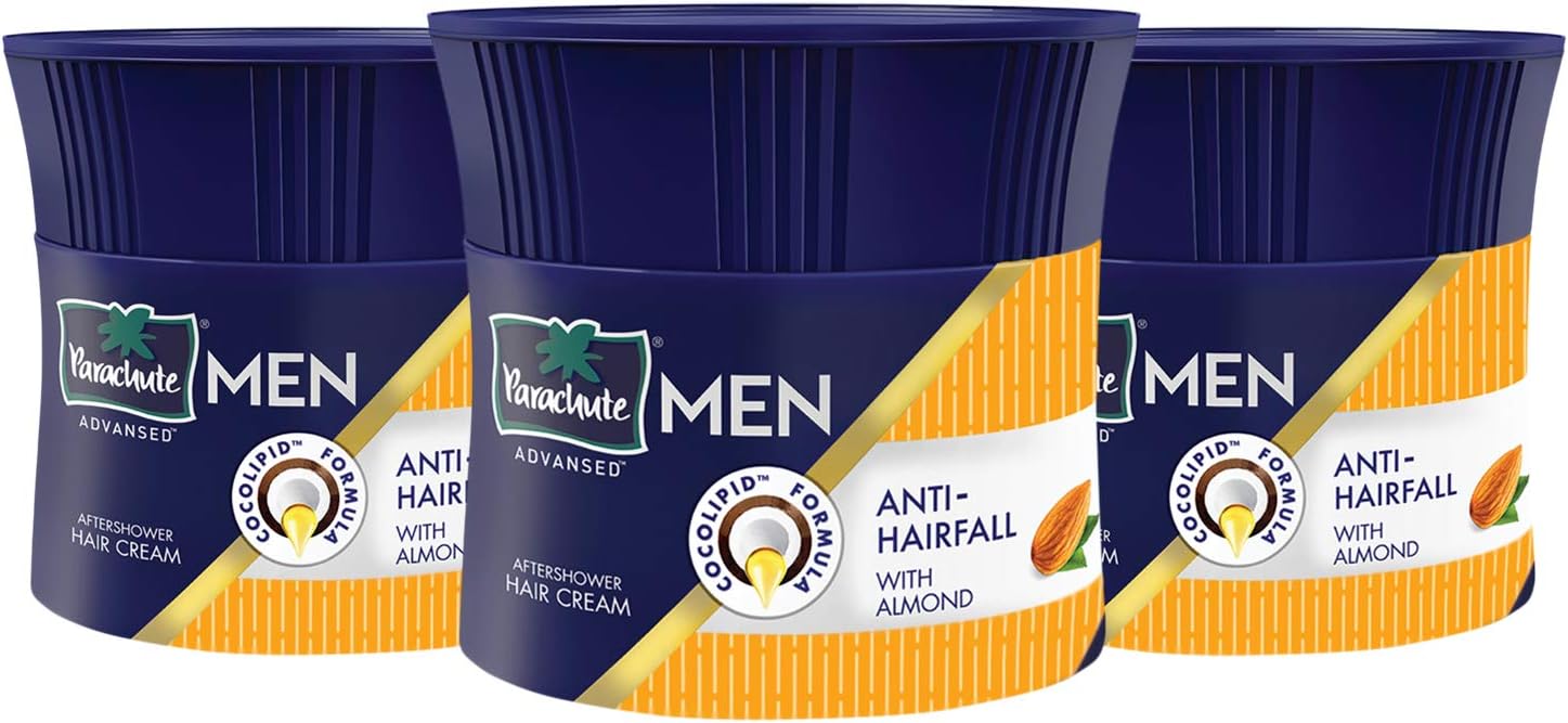 Parachute Advansed Parachute Hair Cream For Men, Anti Hairfall |Hair Cream After Shower |Non Sticky Oil Replacement Hair Cream, 100g (Pack of 3)