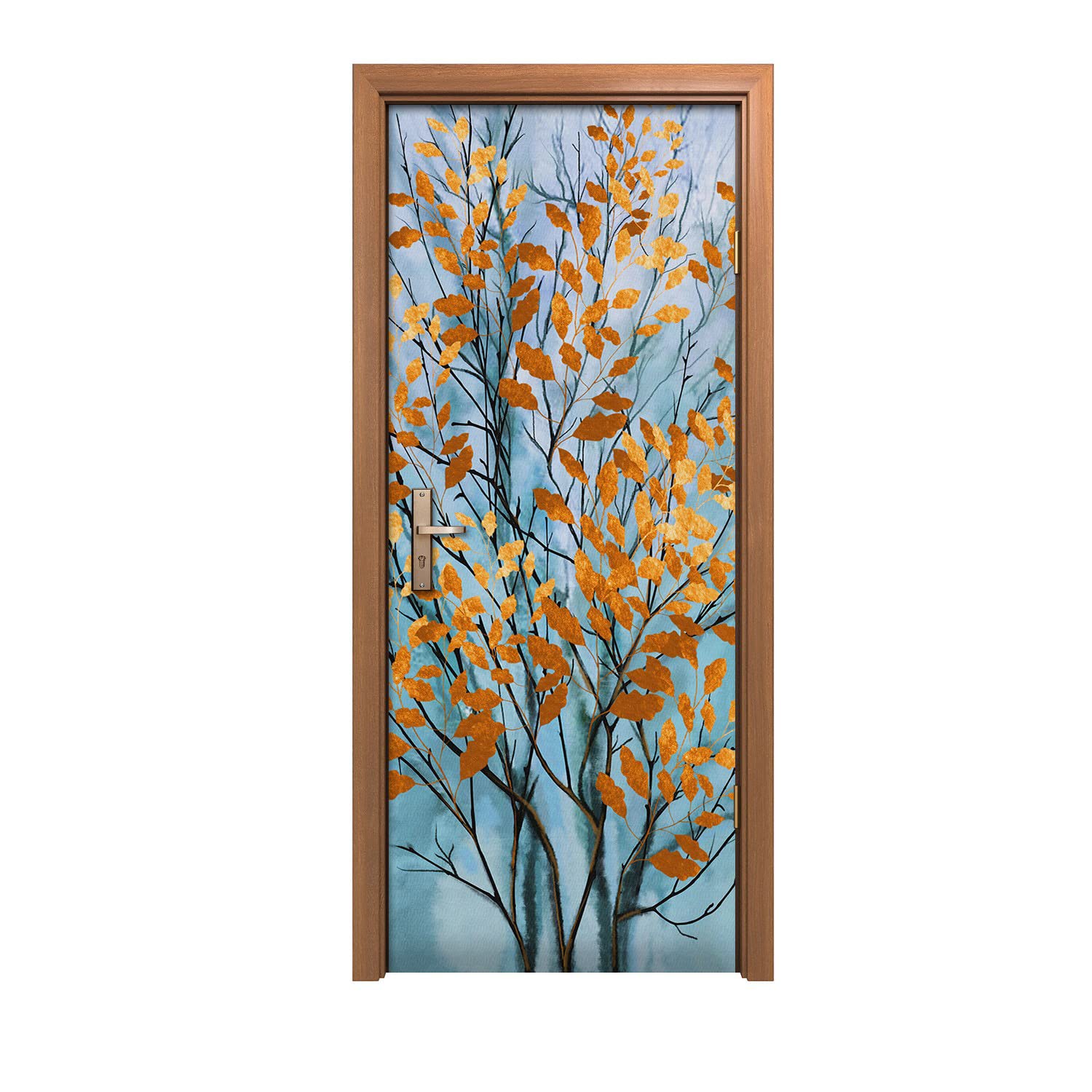 Autocollant de porte 80x200cm pour design d'intérieur avec motif mural branches d'arbres
