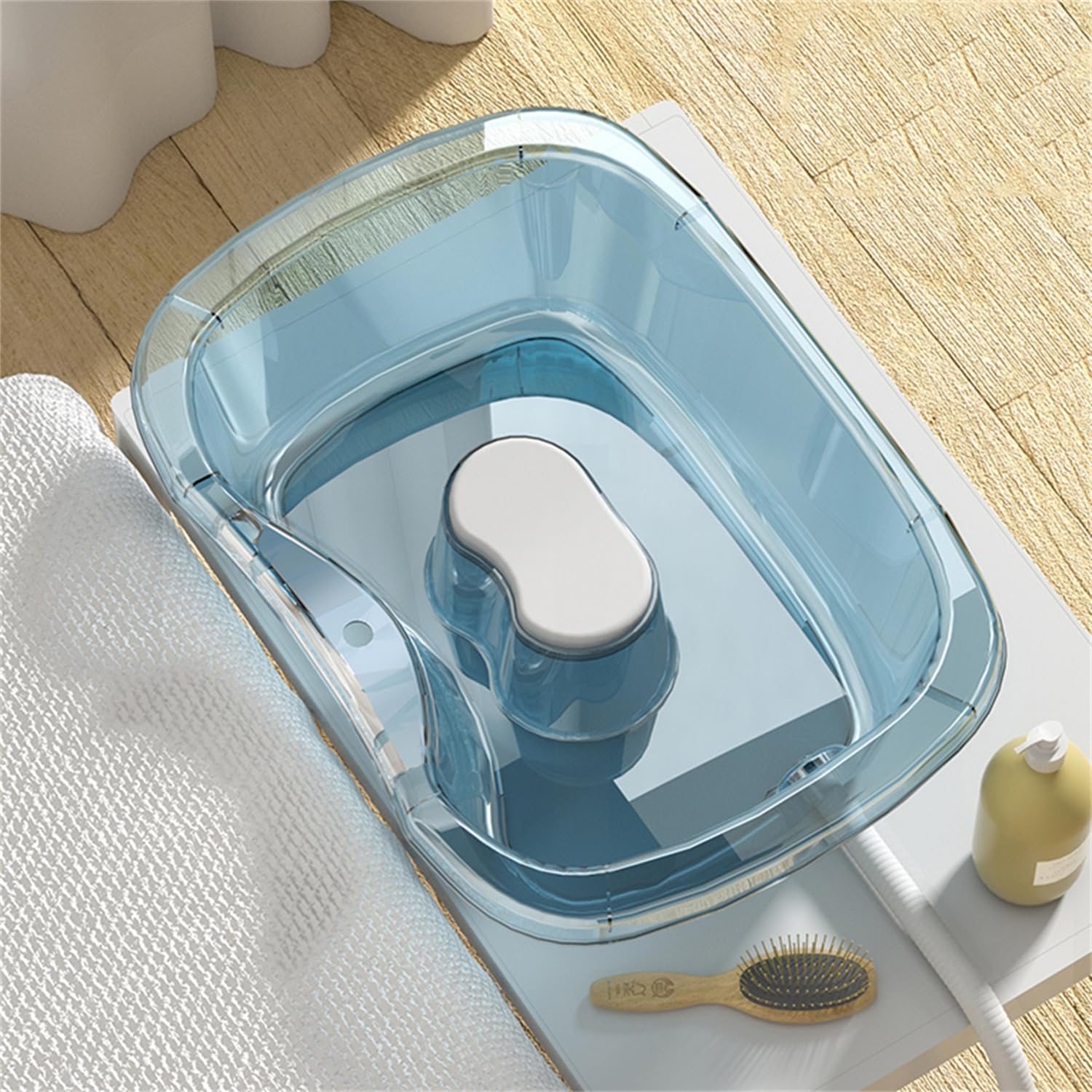 Haarwaschbecken für Bettlägerige, tragbare Shampoo-Schüssel mit Kopfkissen und einziehbarem Schlauch, ideal für Senioren und behinderte Patienten