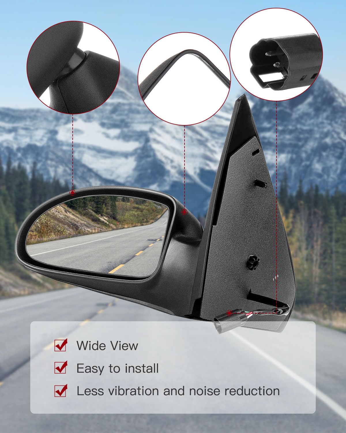 Left Side Driver Mirror For 2002-2007 Ford Focus - Manual, Paint-to-Match