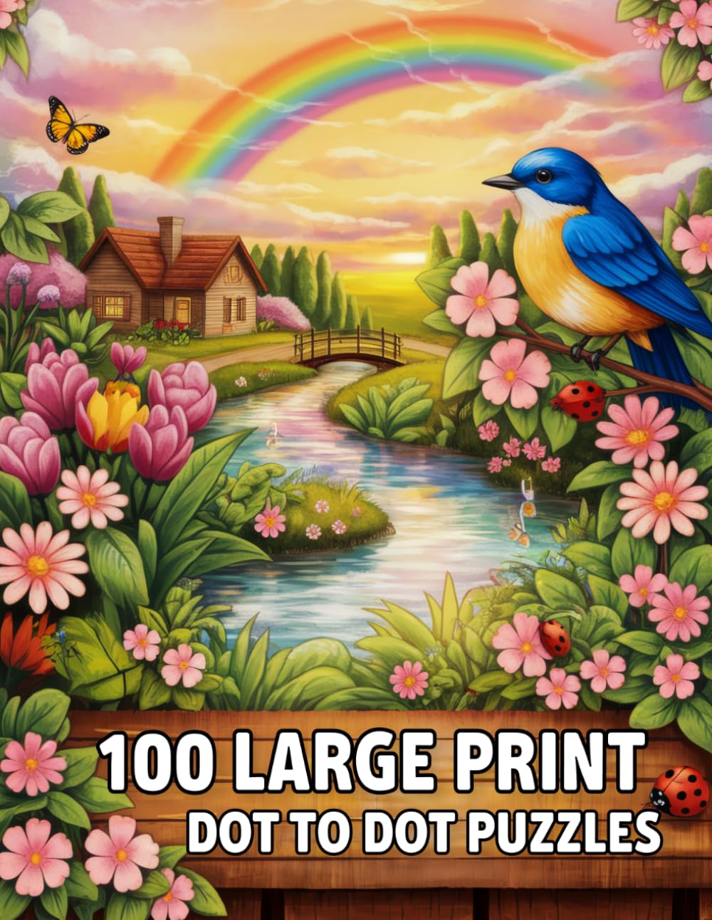 100 Large Print Dot To Dot Puzzles: Relax and Easy Large Print Dot To Dot Book For Adults & Seniors | Nature, Animals, Birds, Flowers, Landscapes and More